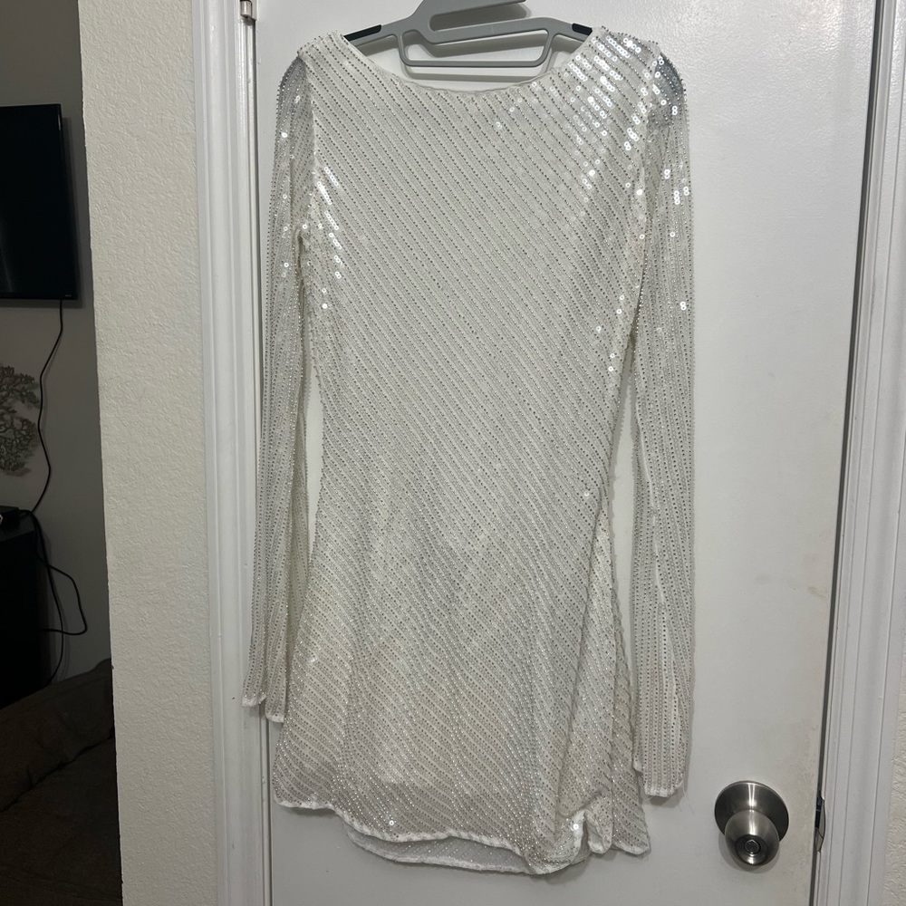 COPY - Meshki Nala Sequin Mini Dress - White. Size Small. Never worn, brand new.